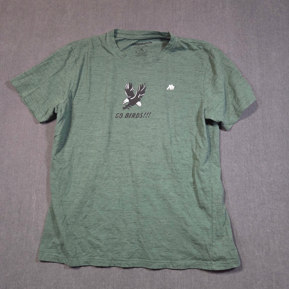 Aeropostale Graphic Tee Mens XL Green Go Birds Eagle Short Sleeve Shirt